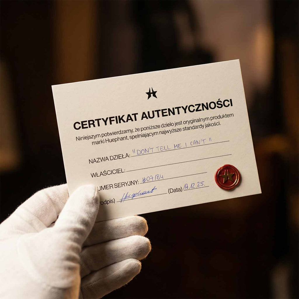 certyfikat autentyczności obrazy na płótnie huephant