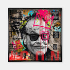 Obraz na płótnie Jack Nicholson styl pop-art street art, wydruk galeryjny czarno-biały z neonową koroną, sztuka nowoczesna limitowana edycja do salonu.