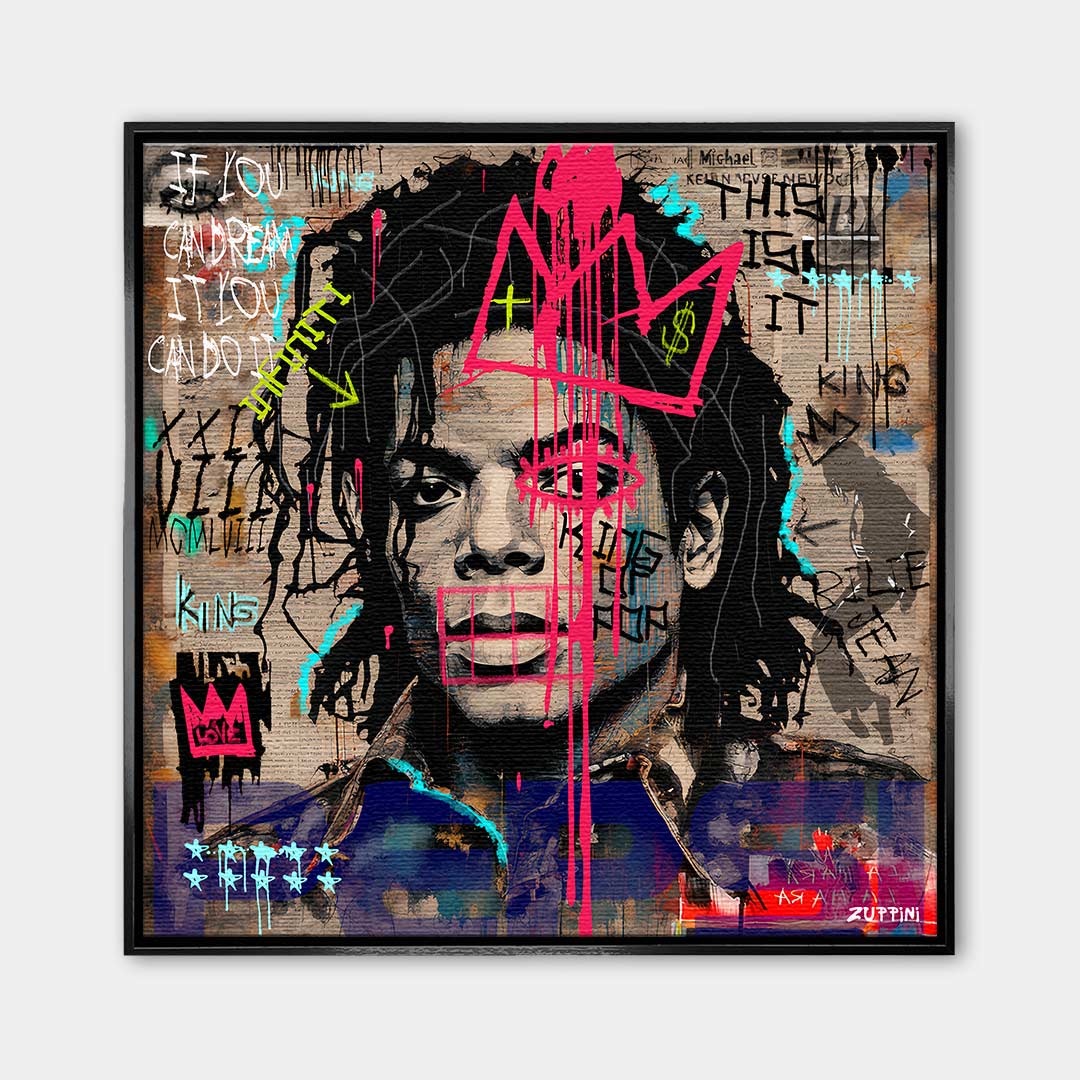 Nowoczesny obraz na płótnie Michael Jackson Pop. Wydruk galeryjny w stylu street art z różowym graffiti, idealna sztuka nowoczesna do salonu i biura.