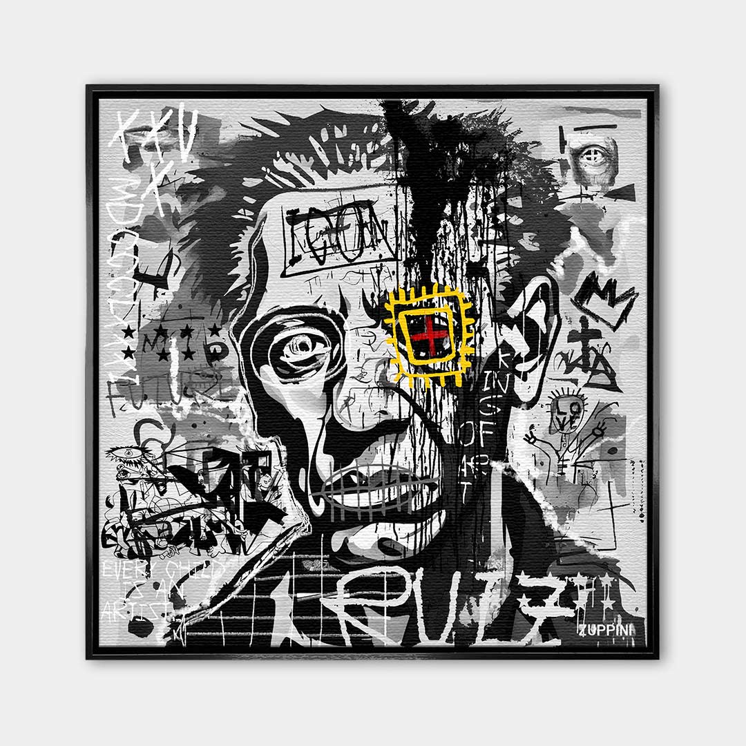Nowoczesny obraz na płótnie Picasso King of Art. Wydruk galeryjny w stylu kubizmu i street art, czarno-białe graffiti jako unikalna sztuka do salonu.