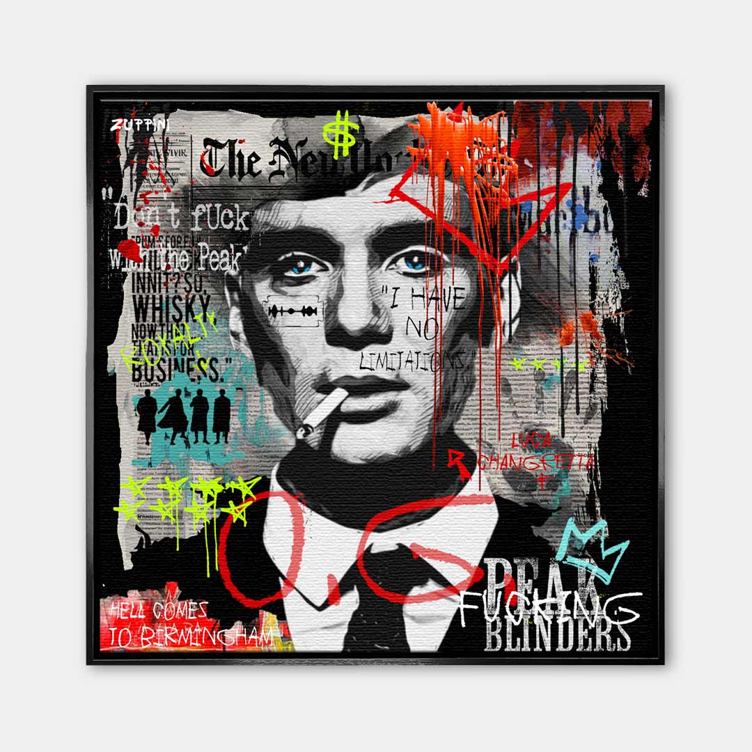 Nowoczesny obraz na płótnie Thomas "Fu**in" Shelby. Wydruk galeryjny w stylu street art z graffiti, motywacyjny obraz do biura i salonu.