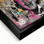 Nowoczesny obraz na płótnie Dali Manifest, wydruk galeryjny pop-art, czarno-biały portret Salvadora Dali z kolorowym graffiti, marka Huephant, limitowana edycja.