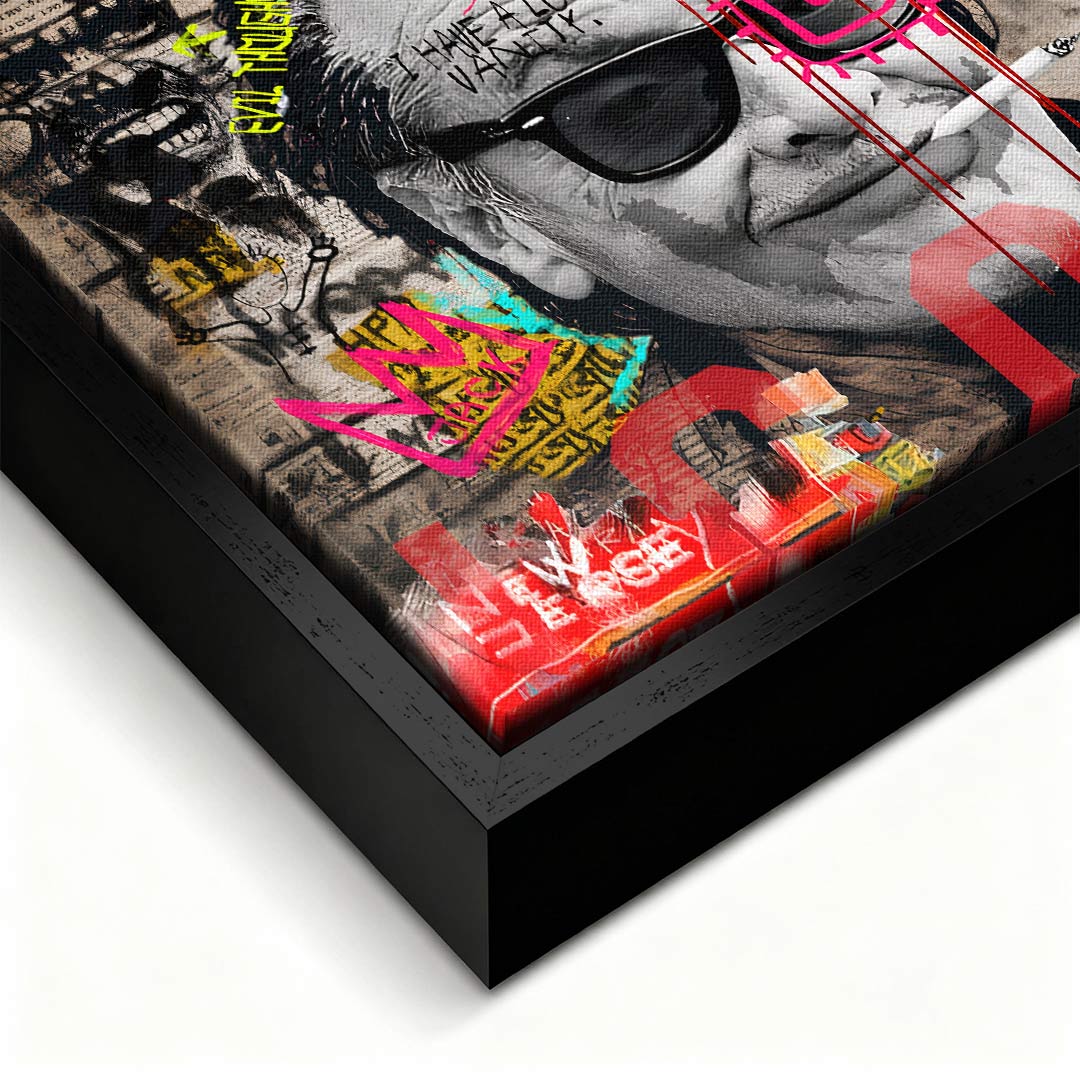 Obraz na płótnie Jack Nicholson styl pop-art street art, wydruk galeryjny czarno-biały z neonową koroną, sztuka nowoczesna limitowana edycja do salonu.