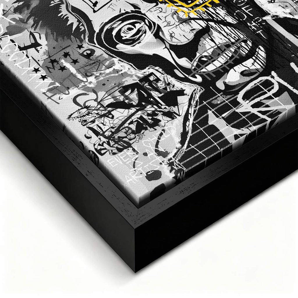 Nowoczesny obraz na płótnie Picasso King of Art. Wydruk galeryjny w stylu kubizmu i street art, czarno-białe graffiti jako unikalna sztuka do salonu.