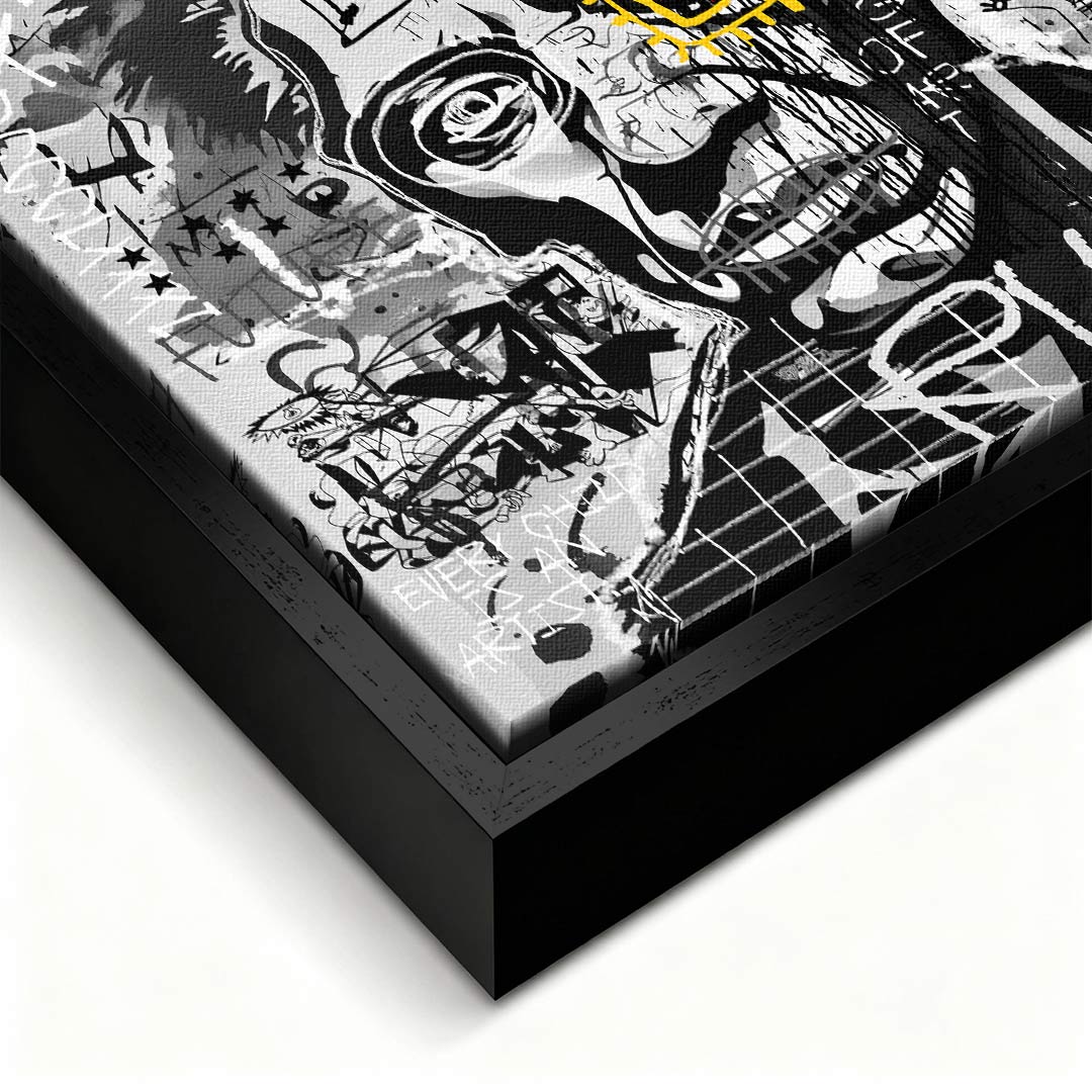 Nowoczesny obraz na płótnie Picasso King of Art. Wydruk galeryjny w stylu kubizmu i street art, czarno-białe graffiti jako unikalna sztuka do salonu.