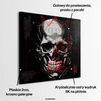 Nowoczesny obraz na płótnie Philipp Plein Billionaire. Mroczny wydruk galeryjny z czaszką i czerwonym graffiti, luksusowa sztuka do biura i salonu.