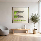 Motywacyjny obraz na płótnie Perspective Shift – cytat o lenistwie, strachu i pewności siebie z ukrytym przesłaniem, symbol kreatywnego myślenia i rozwoju.