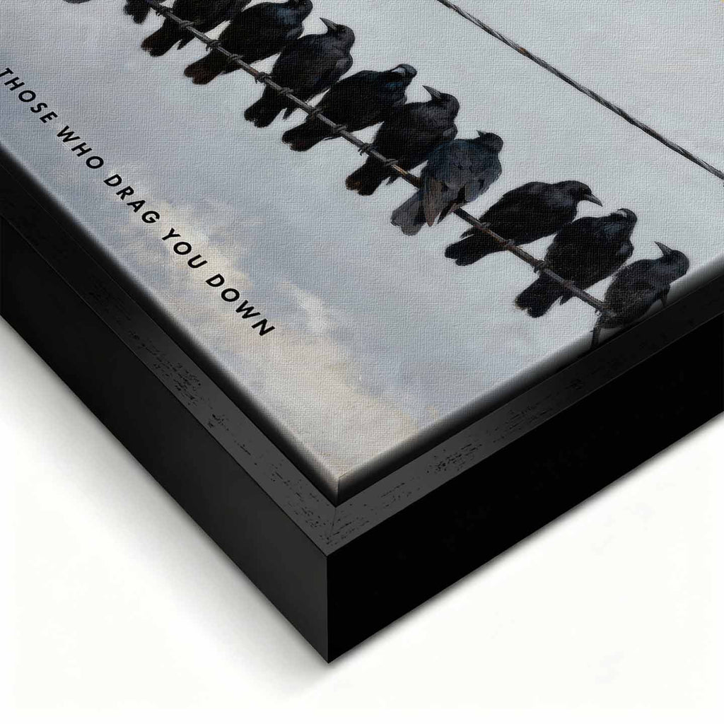 motywacyjny Obraz na płótnie Better to Walk Alone – biała gołębica pośród czarnych ptaków, symbol niezależności i siły charakteru, sztuka Huephant.