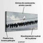 motywacyjny Obraz na płótnie Better to Walk Alone – biała gołębica pośród czarnych ptaków, symbol niezależności i siły charakteru, sztuka Huephant.