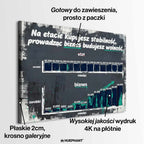 Motywacyjny Obraz biznesowy na płótnie Budujesz Wolność – porównanie etatu i biznesu, symbol niezależności i rozwoju, motywacyjna grafika Huephant.