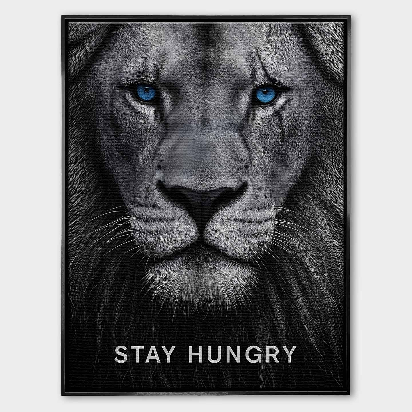 motywacyjny obraz na płótnie stay hungry z lwem