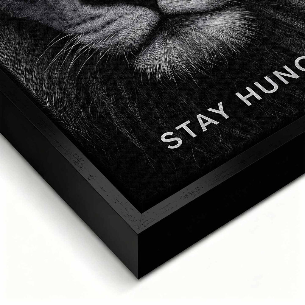 motywacyjny obraz na płótnie stay hungry z lwem