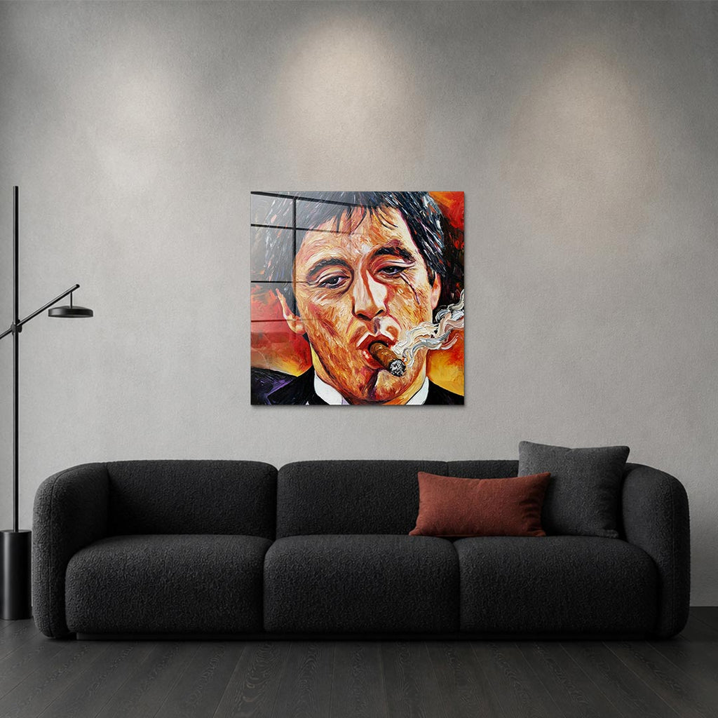 Obraz Art Face – szkło akrylowe – aranżacja we wnętrzu – Huephant