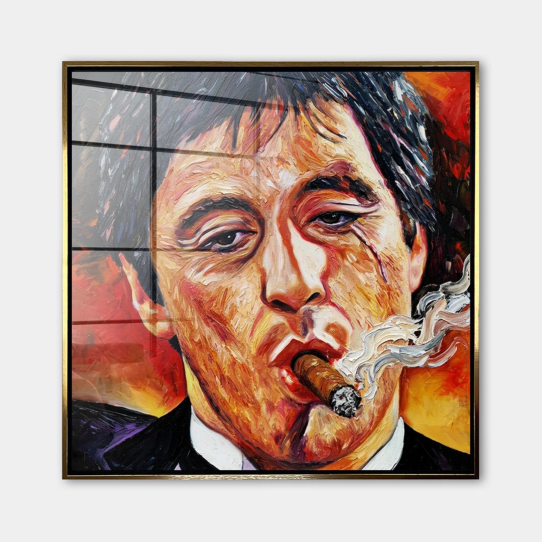 Obraz Art Face – Szkło akrylowe – Złota rama – Huephant