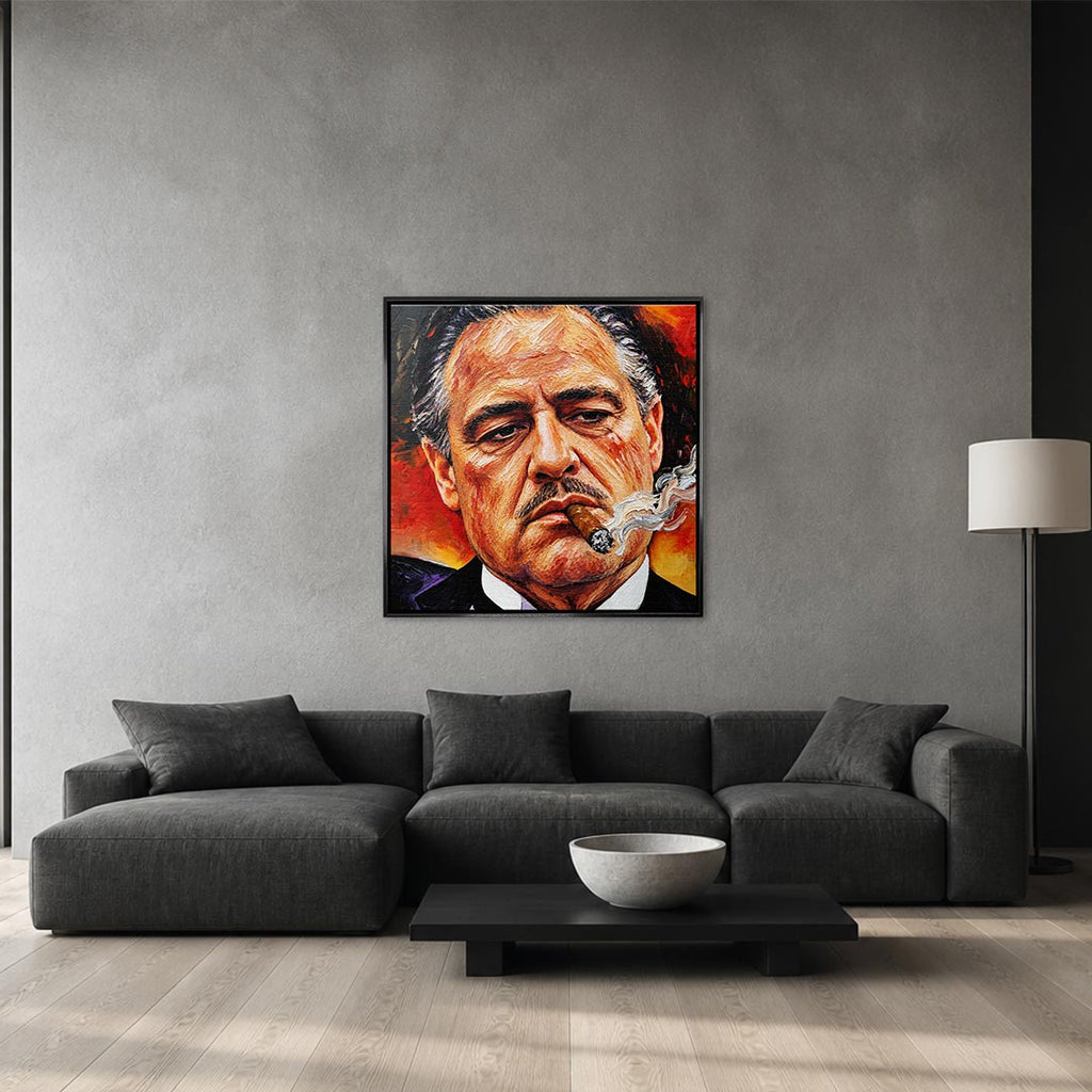 Obraz Art Father – czarna rama – aranżacja we wnętrzu – Huephant