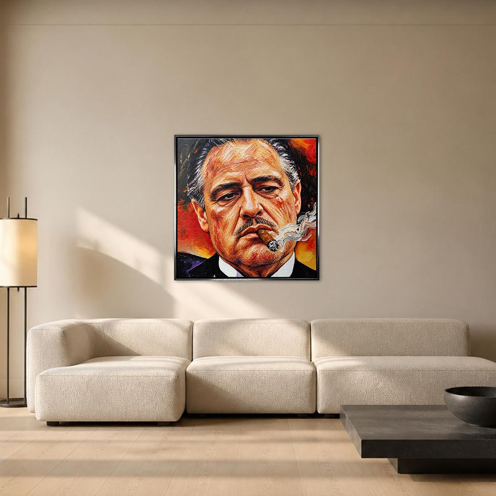 Obraz Art Father – srebrna rama – aranżacja we wnętrzu – Huephant