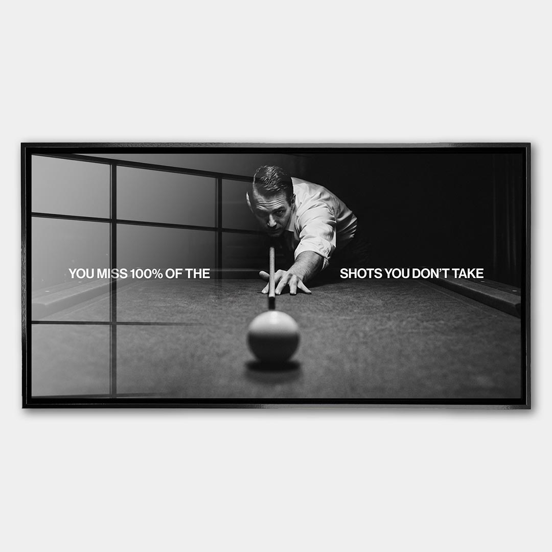 Obraz Billiards Quote – Szkło akrylowe – Czarna rama – Huephant