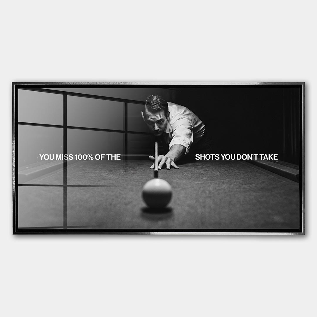 Obraz Billiards Quote – Szkło akrylowe – Srebrna rama – Huephant