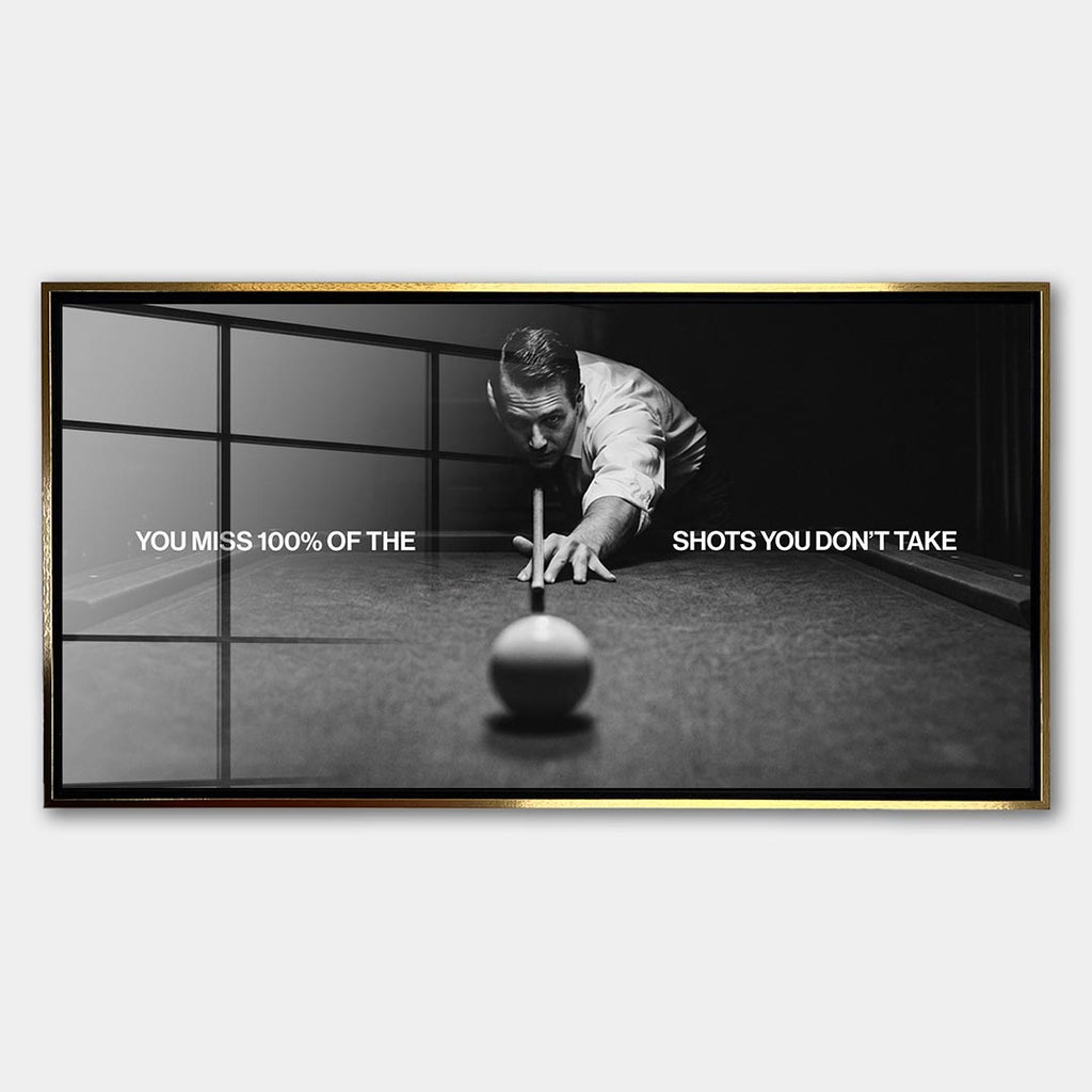 Obraz Billiards Quote – Szkło akrylowe – Złota rama – Huephant