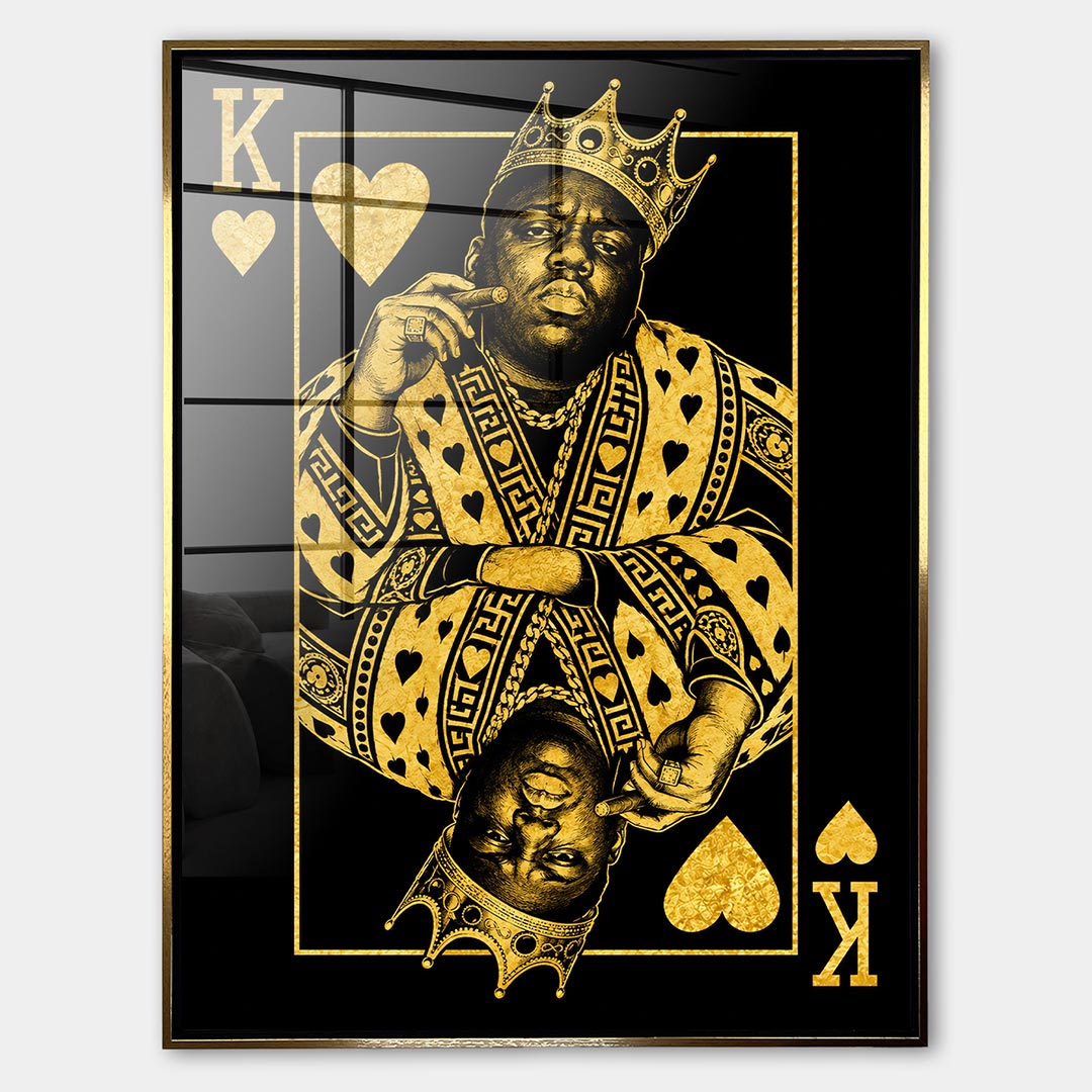 Obraz Brooklyn King – Szkło akrylowe – Złota rama – Huephant
