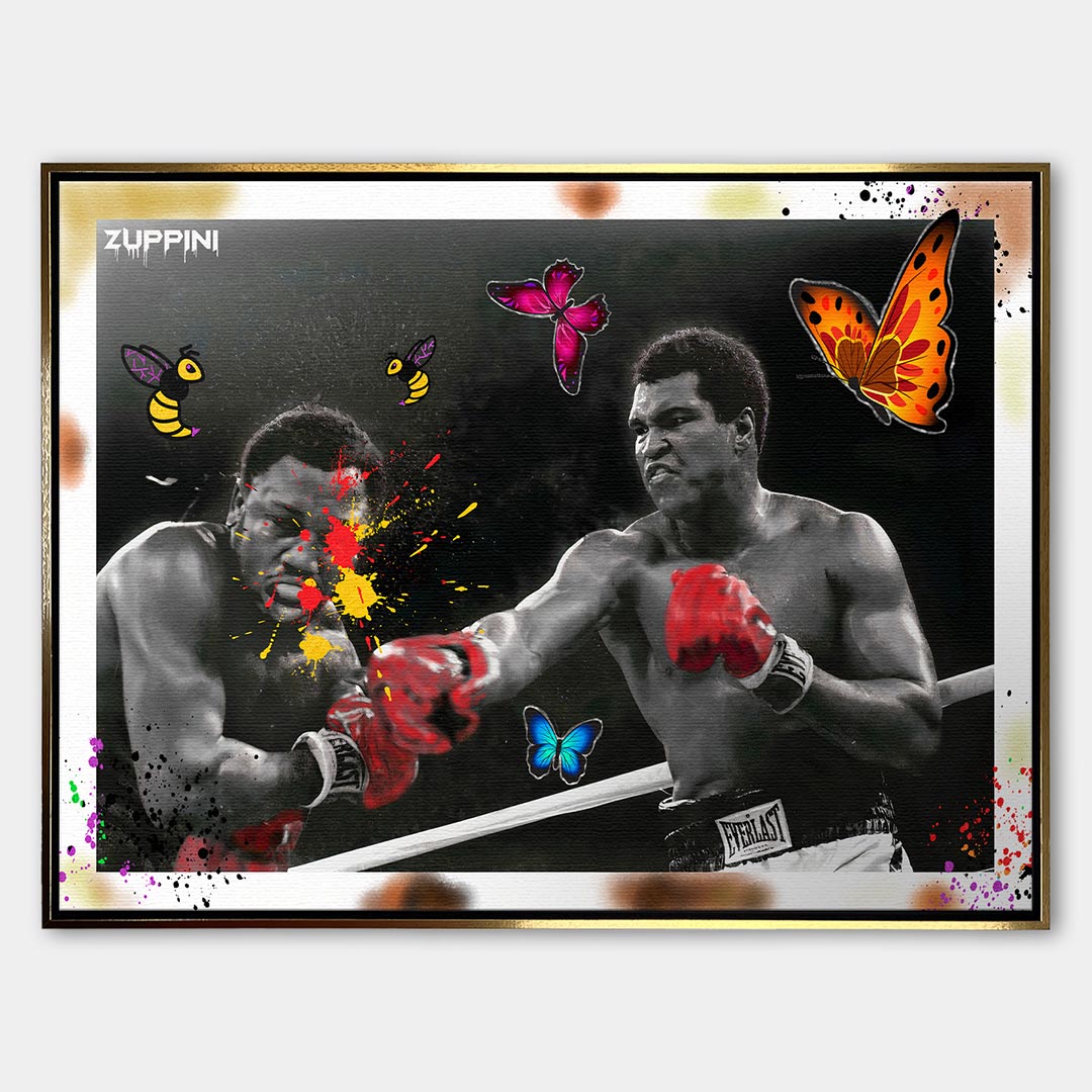Butterfly Punch – Płótno – Złota rama – Huephant