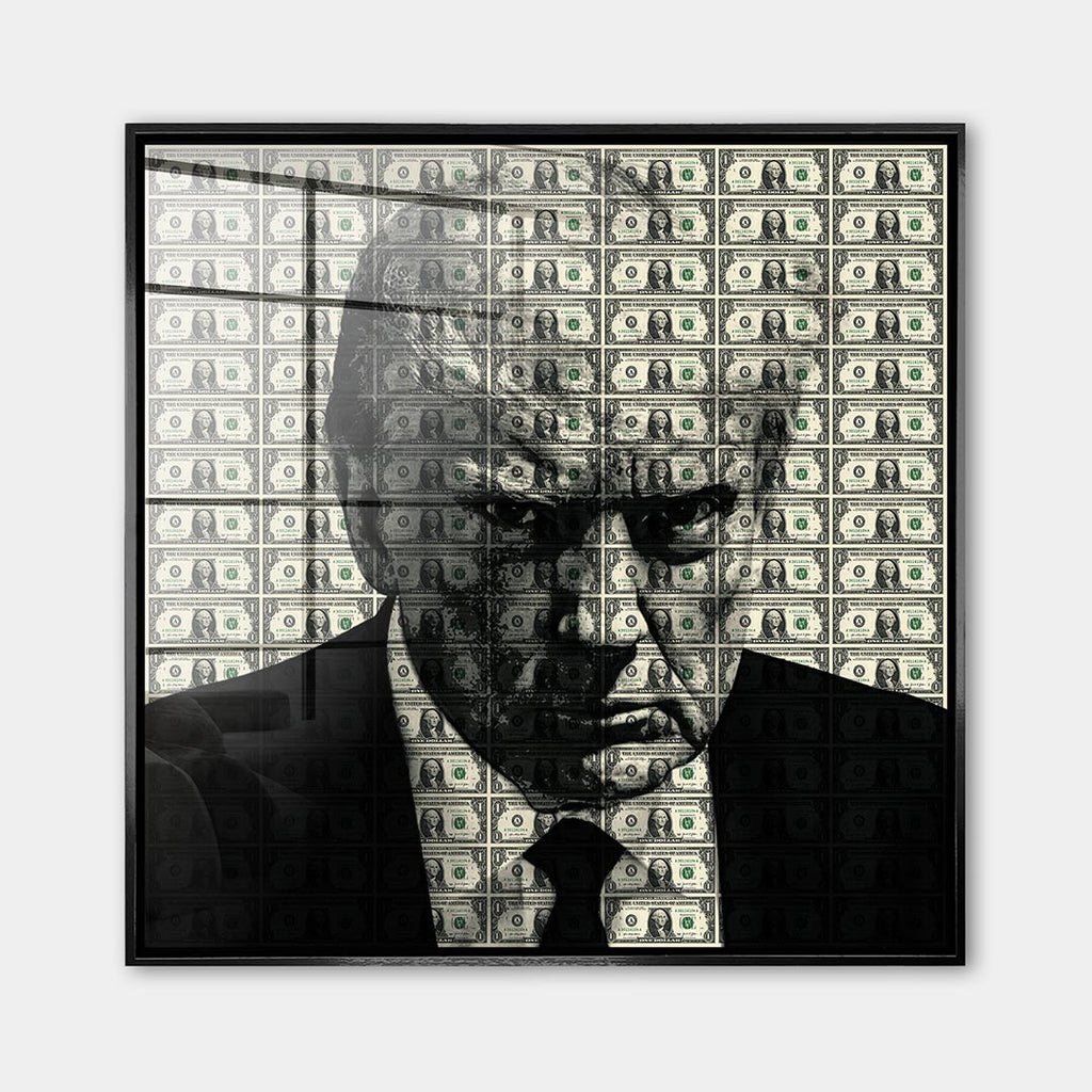 Obraz Dollar President – Szkło akrylowe – Czarna rama – Huephant