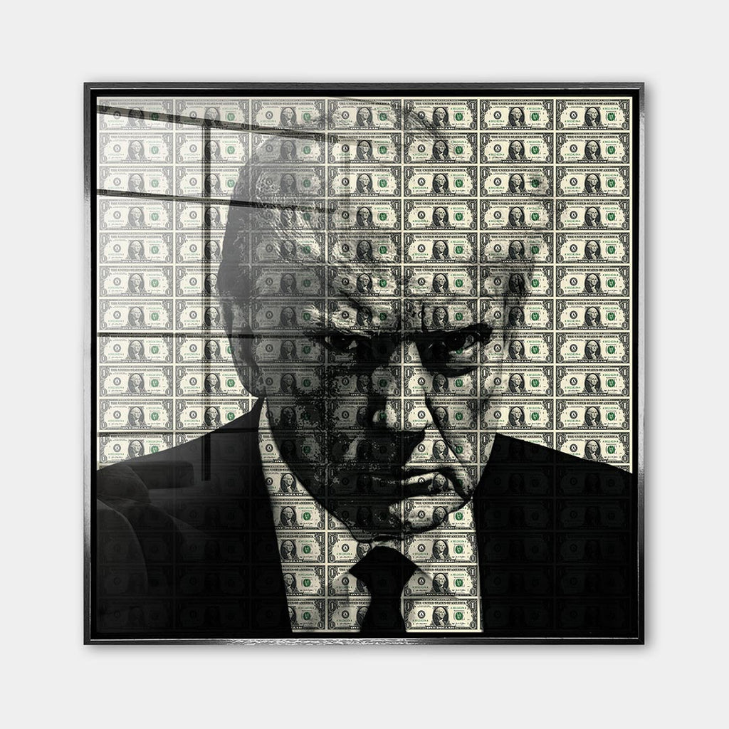 Obraz Dollar President – Szkło akrylowe – Srebrna rama – Huephant
