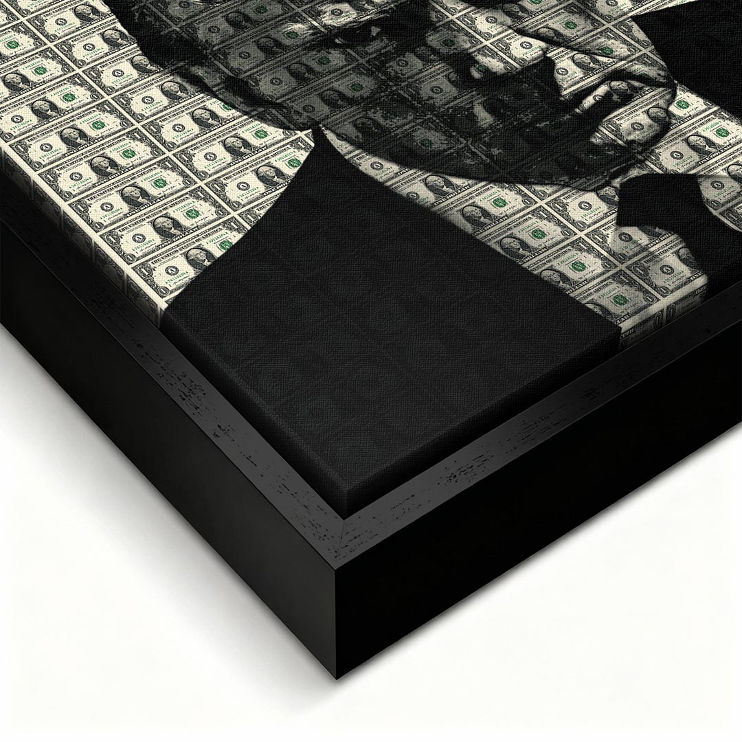 Obraz Dollar President – czarna rama – ujęcie pod kątem – Huephant