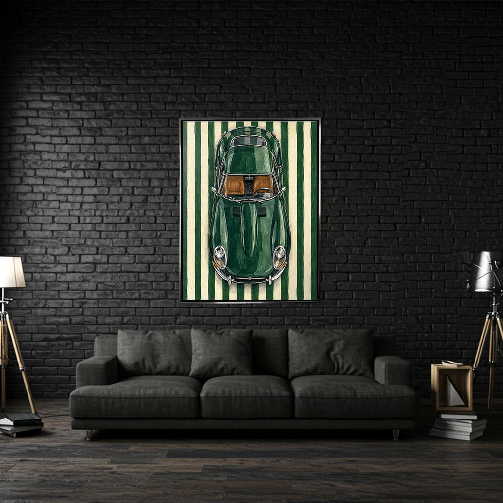 Obraz Emerald Grace – srebrna rama – aranżacja we wnętrzu – Huephant