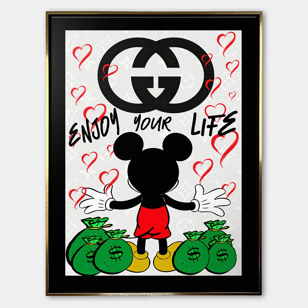 Enjoy Life – Płótno – Złota rama – Huephant