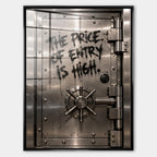 Obraz Entry Price – Szkło akrylowe – Czarna rama – Huephant
