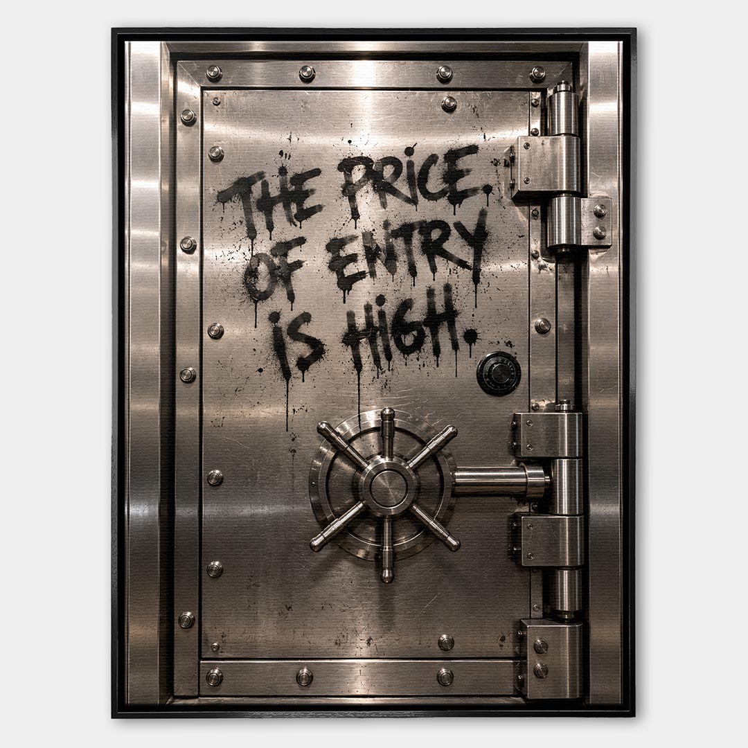 Obraz Entry Price – Płótno – Czarna rama – Huephant