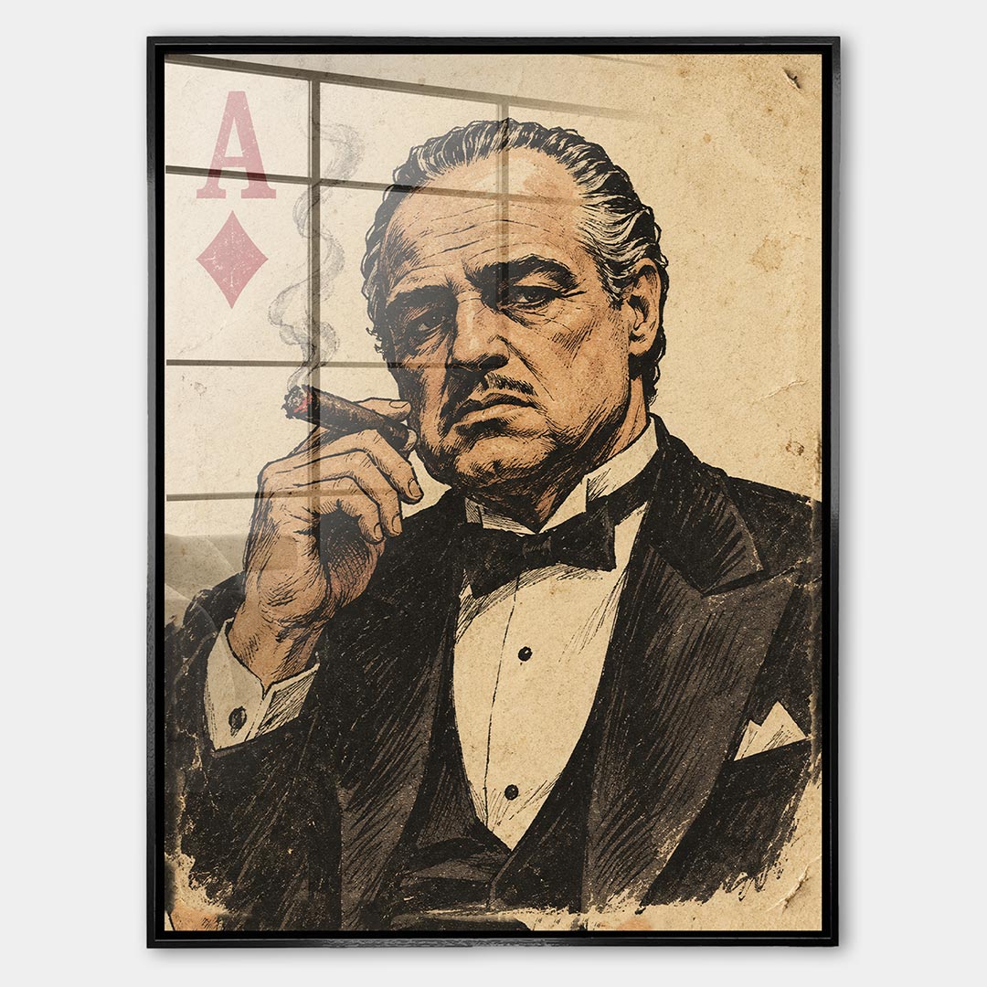 Obraz Father Card – Szkło akrylowe – Czarna rama – Huephant