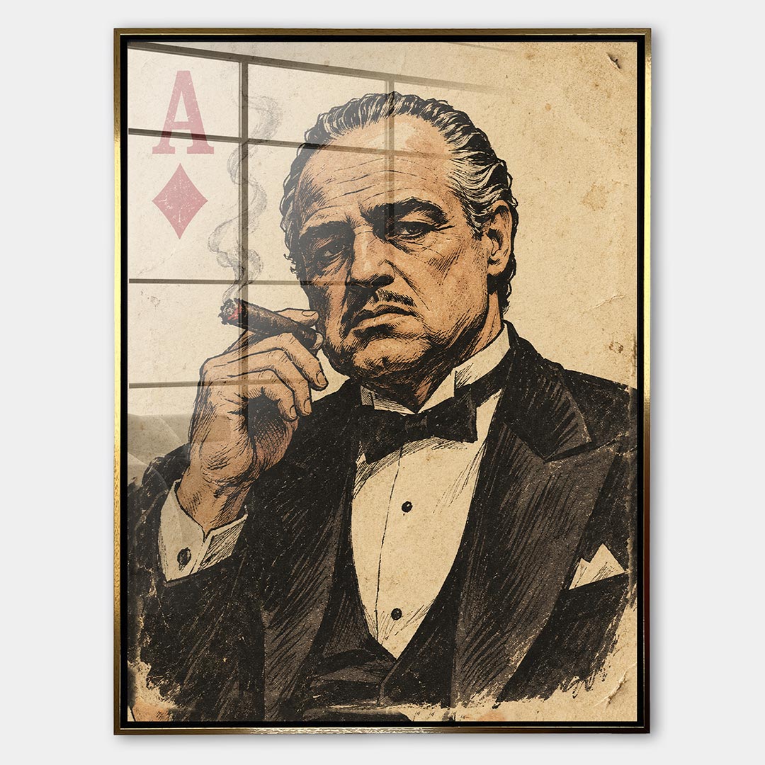 Obraz Father Card – Szkło akrylowe – Złota rama – Huephant