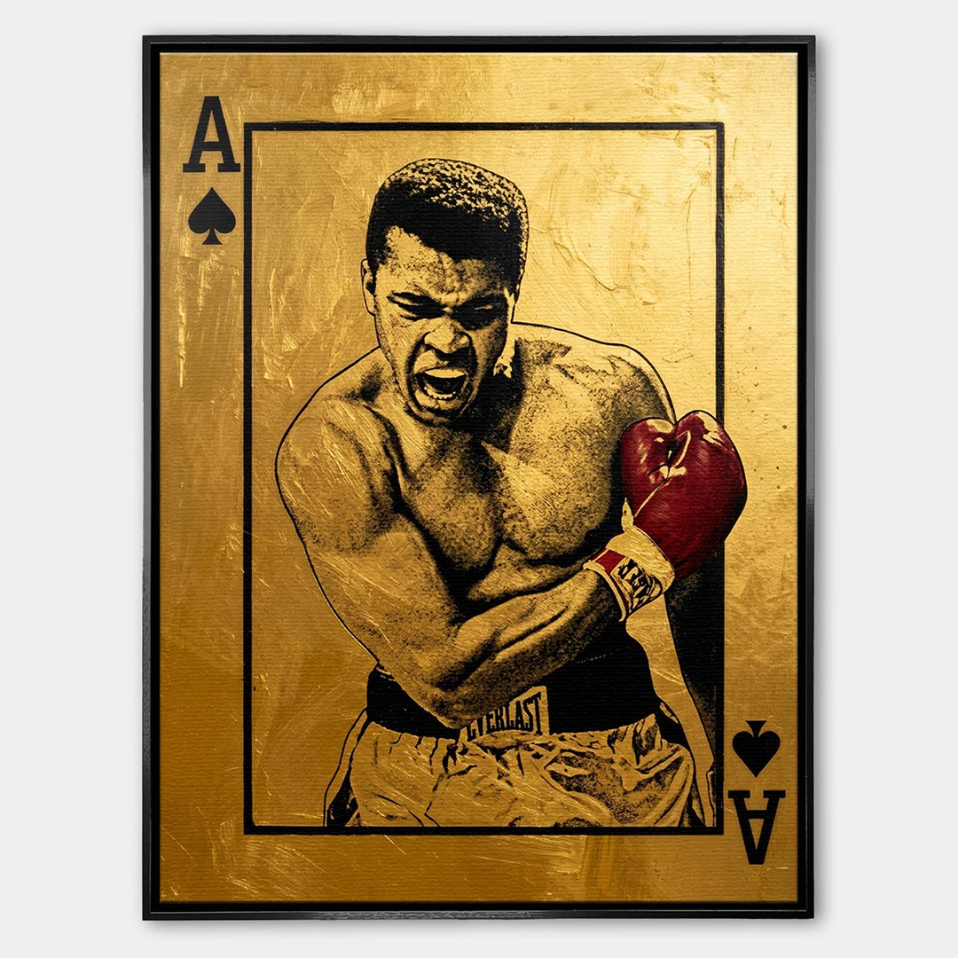 Obraz Gold Boxer – Płótno – Czarna rama – Huephant