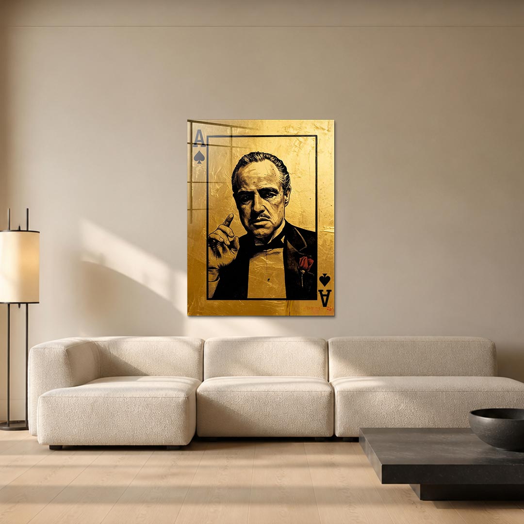 Obraz Gold Father – szkło akrylowe – aranżacja we wnętrzu – Huephant
