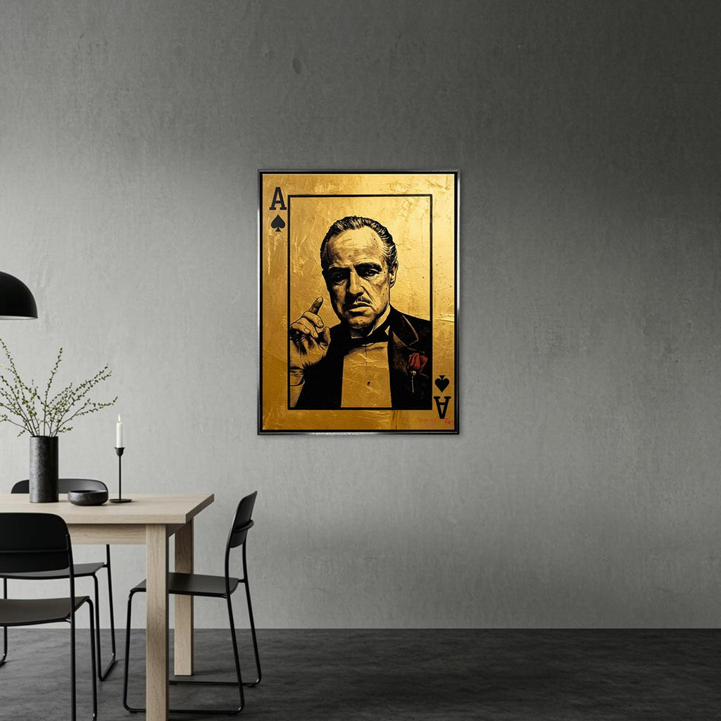 Obraz Gold Father – srebrna rama – aranżacja we wnętrzu – Huephant