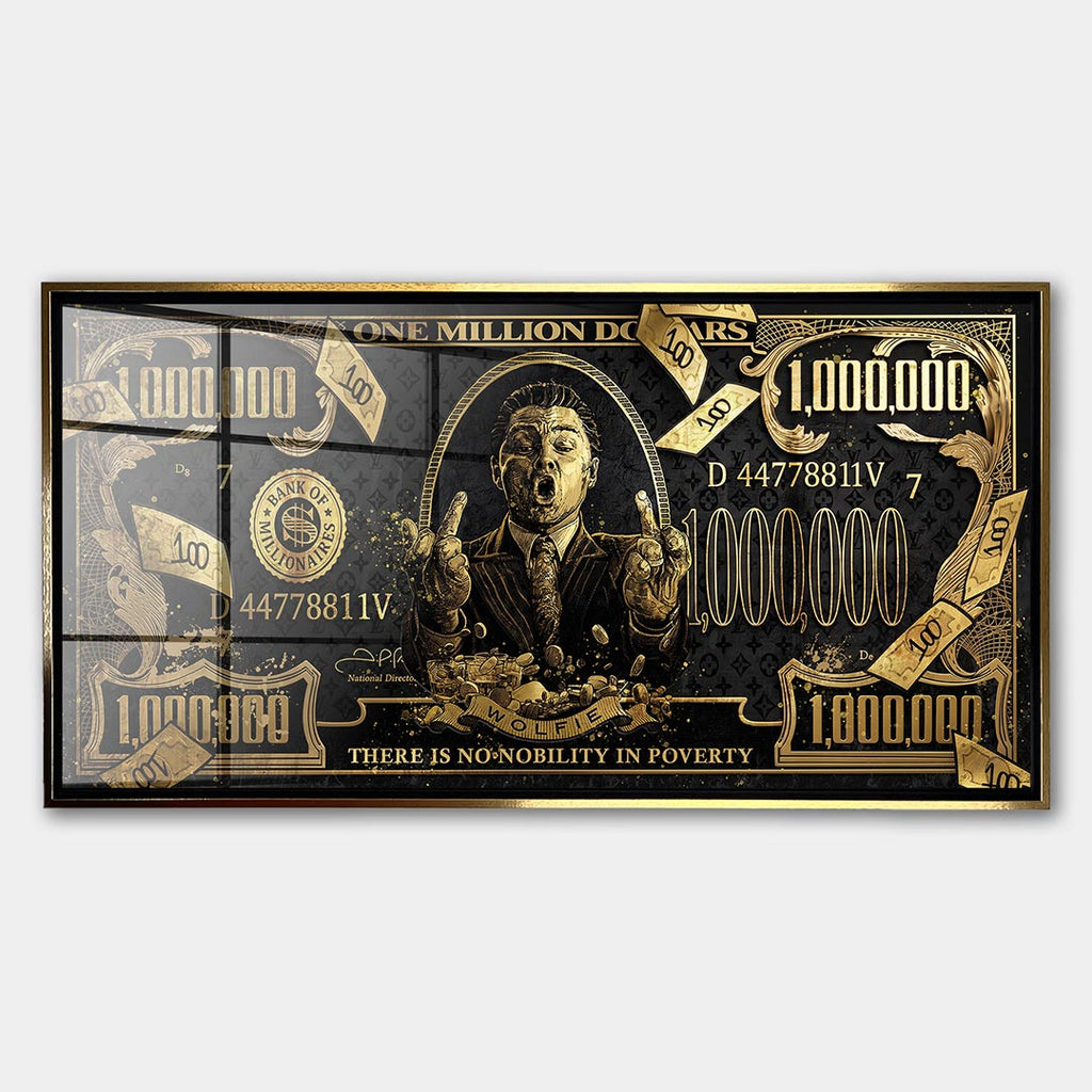 Obraz Golden Wolf – Szkło akrylowe – Złota rama – Huephant