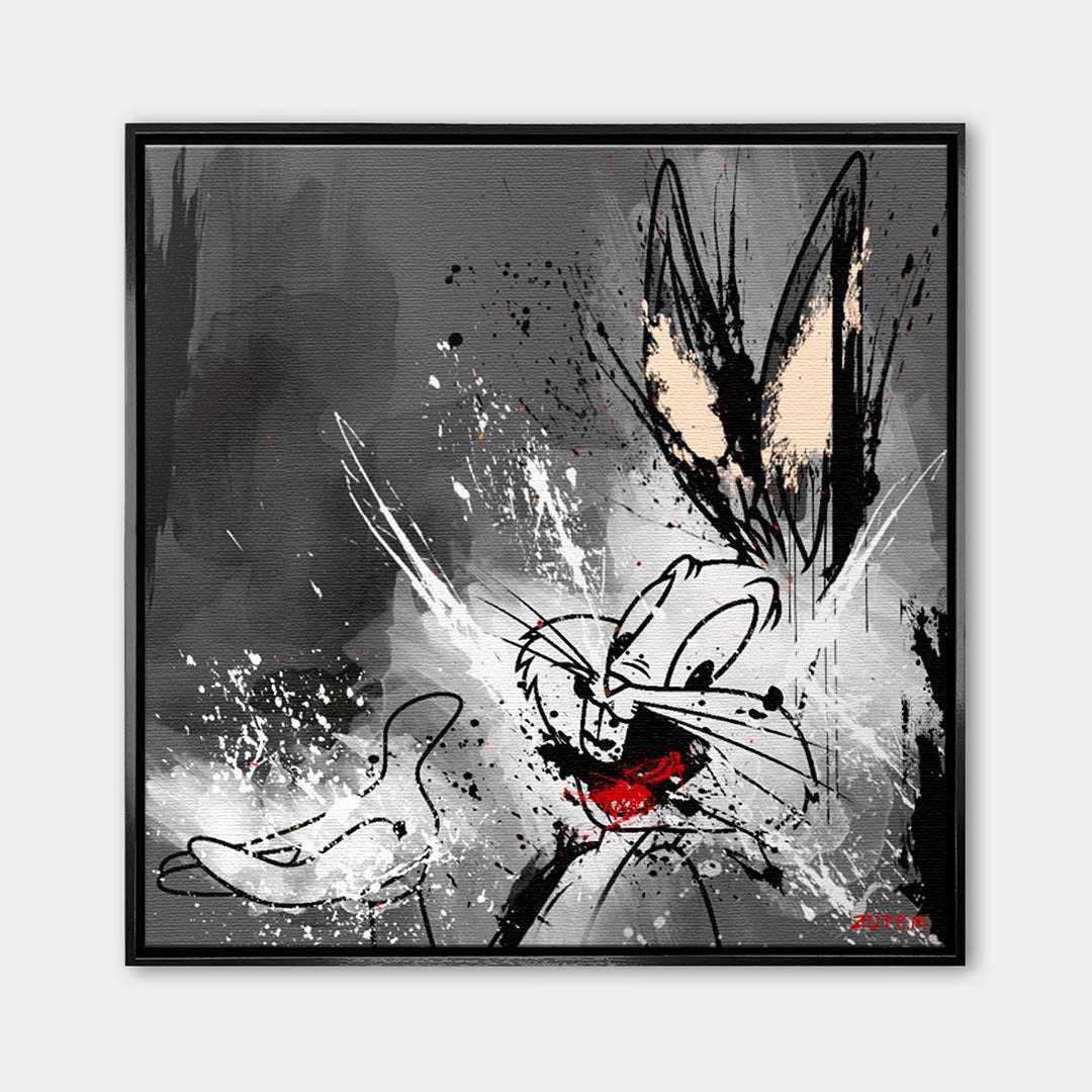 Grey Rabbit – Płótno – Czarna rama – Huephant