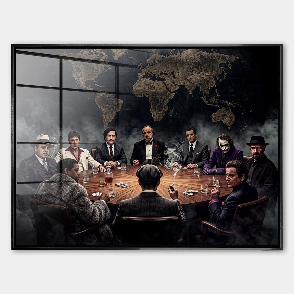 Obraz International Gangsters – Szkło akrylowe – Czarna rama – Huephant