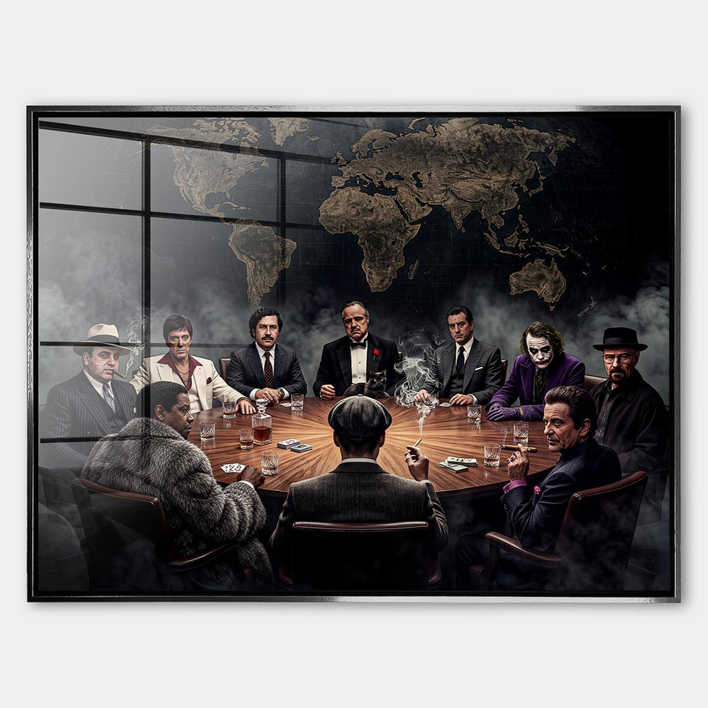 Obraz International Gangsters – Szkło akrylowe – Srebrna rama – Huephant