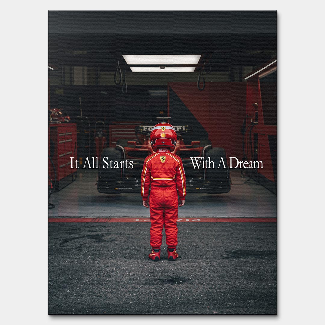Obraz It All Starts With A Dream – Pit Lane – Płótno – Bez ramy – Huephant
