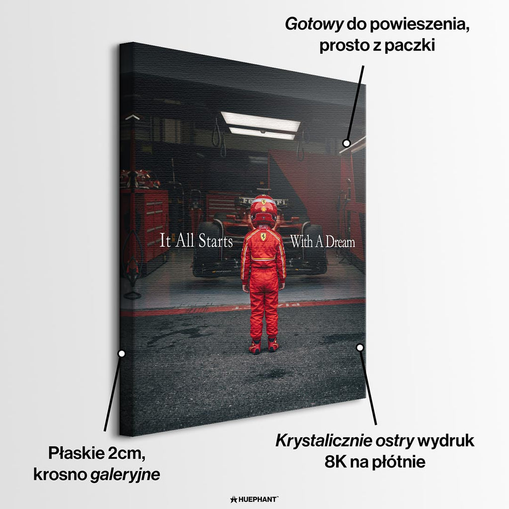 Obraz It All Starts With A Dream – Pit Lane – informacje o wykonaniu – Huephant