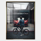 Obraz It All Starts With A Dream – Showroom – Szkło akrylowe – Złota rama – Huephant
