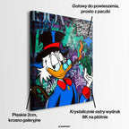 Sztuka nowoczesna pop-art: obraz na płótnie przedstawiający postać kaczora w cylindrze z cygarem na tle graffiti z napisem Dream Big. Wydruk Huephant.