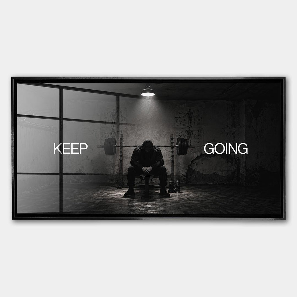 Obraz Keep Going – Szkło akrylowe – Czarna rama – Huephant