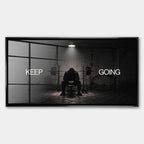 Obraz Keep Going – Szkło akrylowe – Czarna rama – Huephant