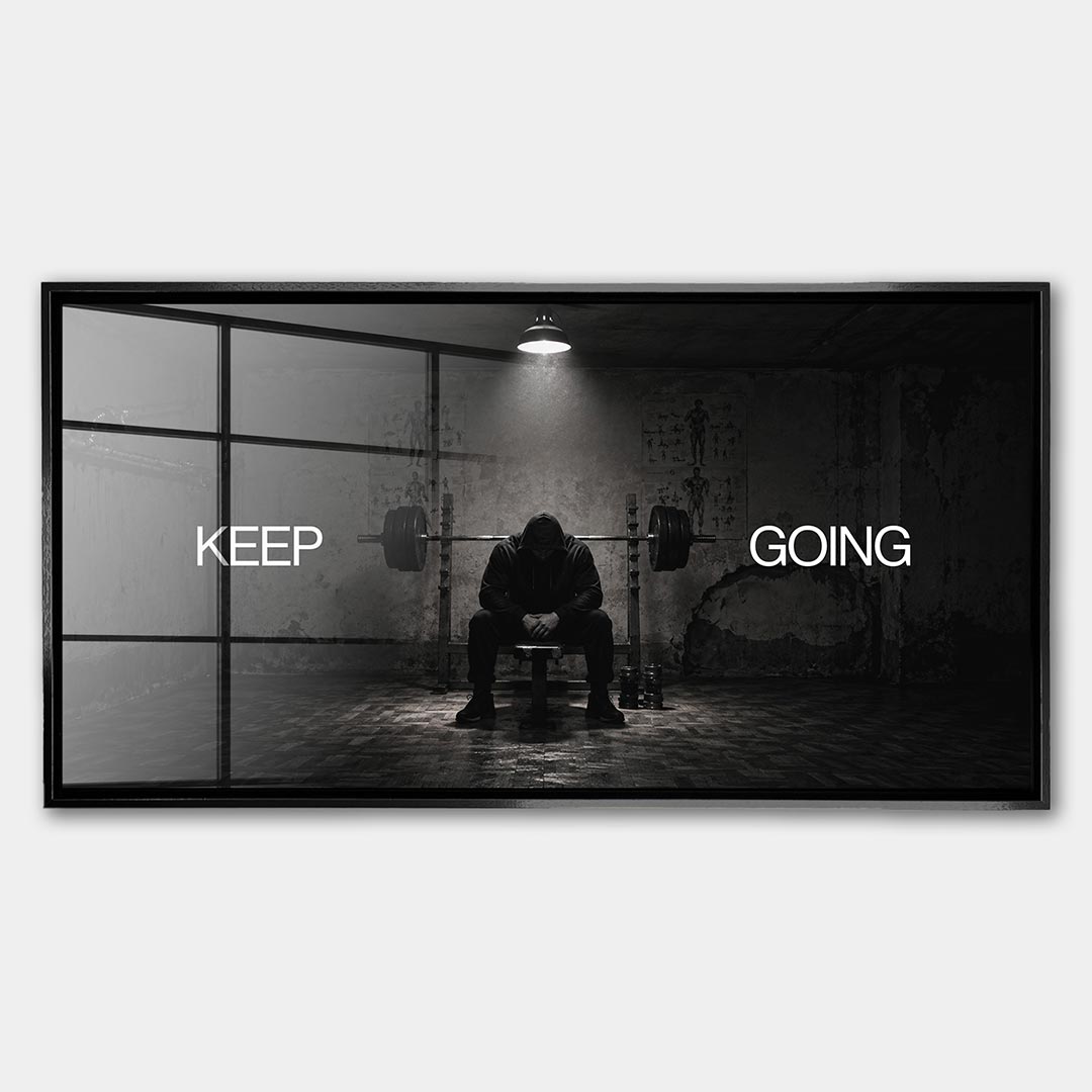 Obraz Keep Going – Szkło akrylowe – Czarna rama – Huephant