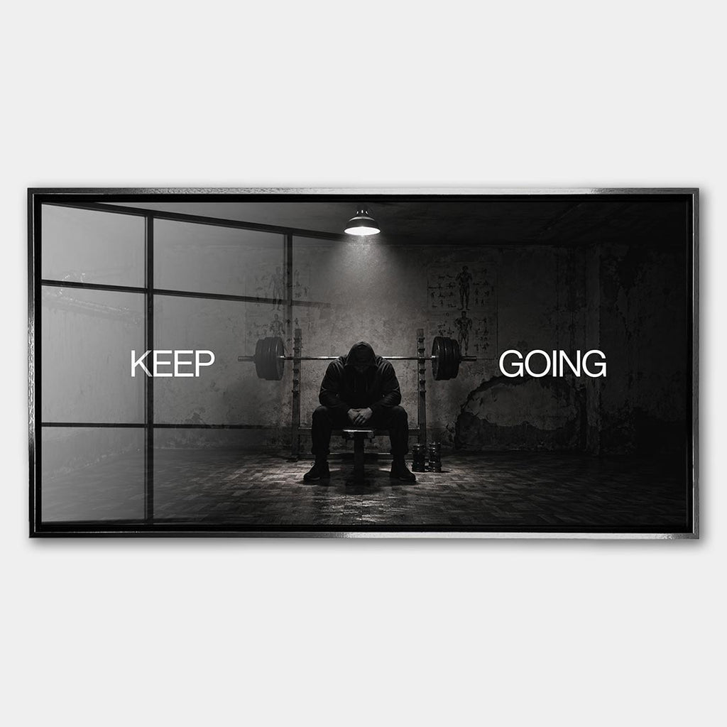 Obraz Keep Going – Szkło akrylowe – Srebrna rama – Huephant