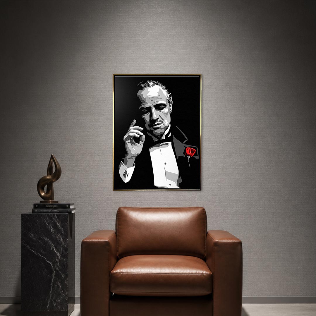 Obraz Legacy No. 04 Respect – złota rama – aranżacja we wnętrzu – Huephant